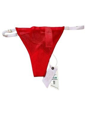 We Are Hah Free People Red Mesh T-String Panty Blood Orange One Size #64947